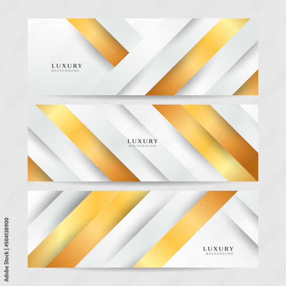 Fototapeta premium Set of white gold background design. Vector abstract graphic design banner pattern presentation background web template.