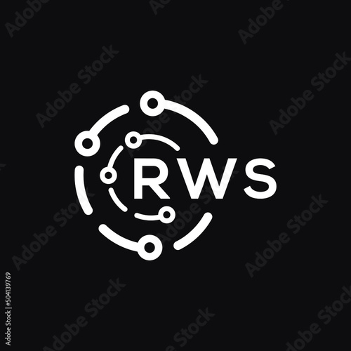 RWS technology letter logo design on black  background. RWS creative initials technology letter logo concept. RWS technology letter design. photo