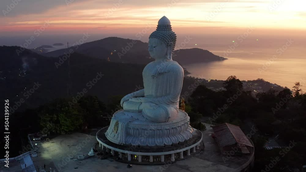 Aerial view of Big Buddha viewpoint at sunset in Phuket province, Thailand Aerial view of Big Buddha viewpoint at sunset in Phuket province, Thailand