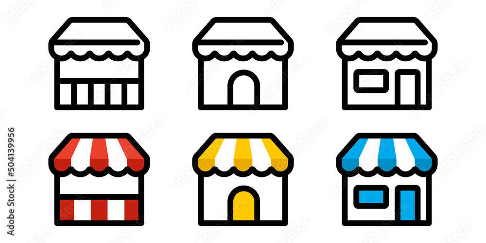 かわいいお店の店舗ショップ屋台のベクターアイコンイラスト素材 Stock Vector Adobe Stock
