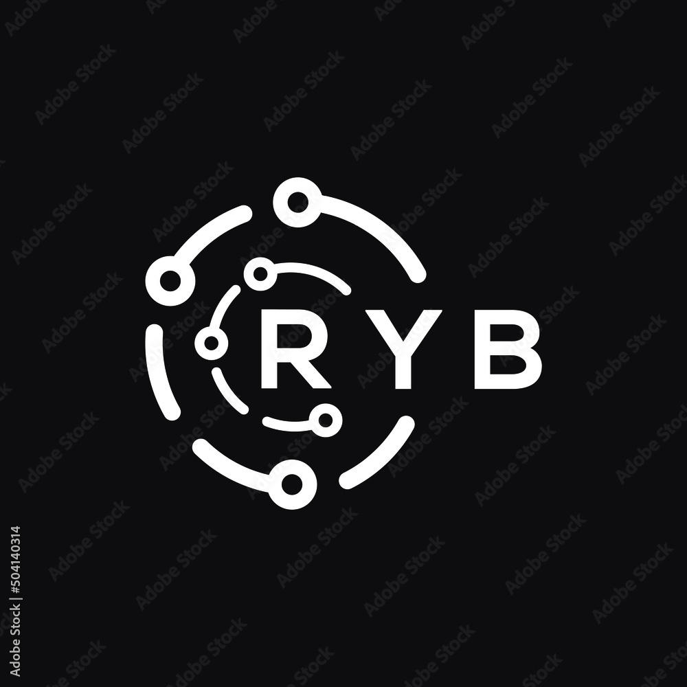 RYB technology letter logo design on black background. RYB creative initials technology letter logo concept. RYB technology letter design. RYB technology letter logo design on black background. RYB creative initials technology letter logo concept. RYB technology letter design.