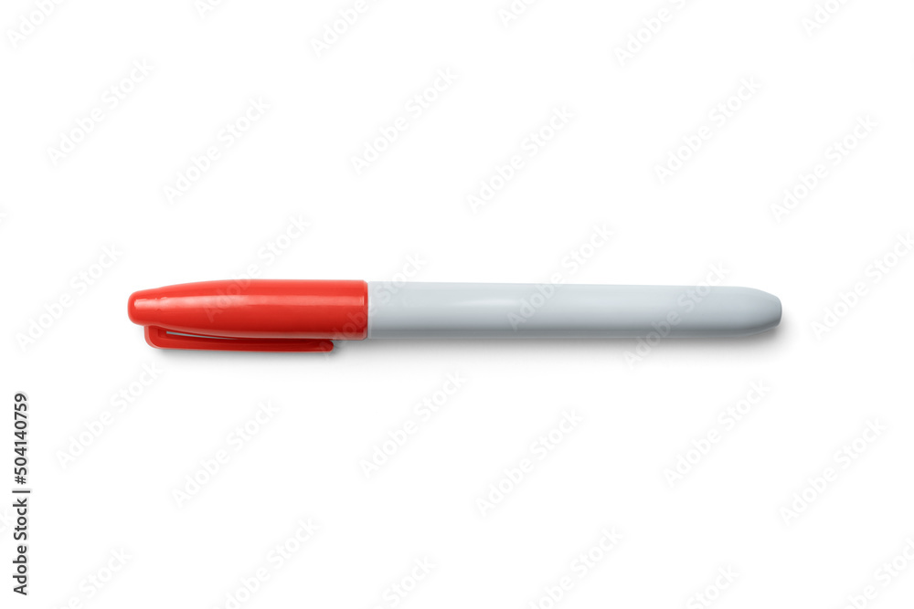 Permanent Marker Flatlay with cap on Isolated on White Background Permanent Marker Flatlay with cap on Isolated on White Background