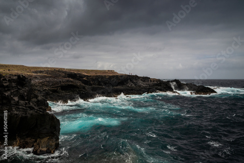 Vista de la costa norte de la isla de Tenerife cerca de Los Silos en un dia de tormenta, Tenerife, Islas Canarias, España photo