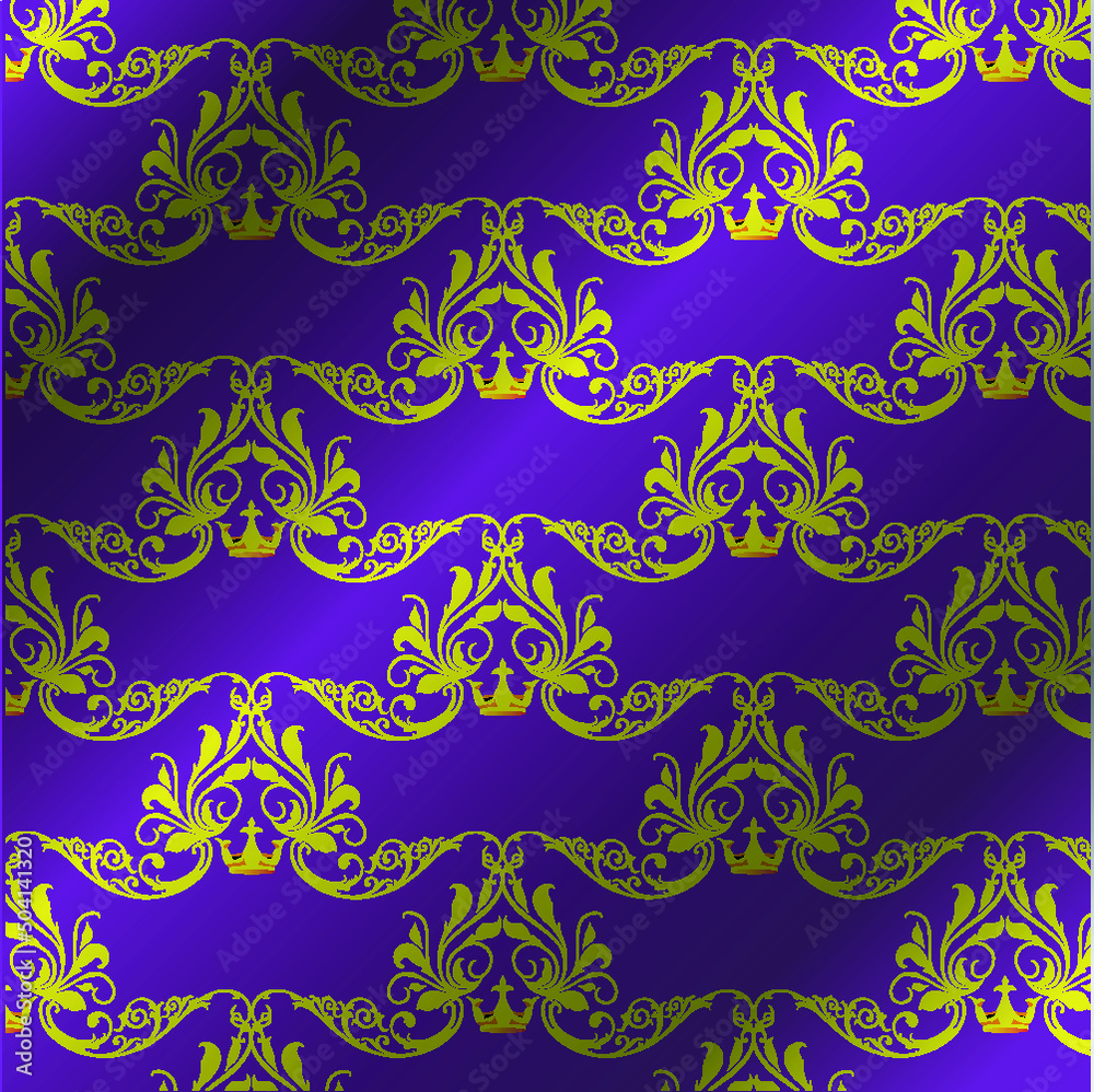 Royal vector textile on purple background, luxury purple royal