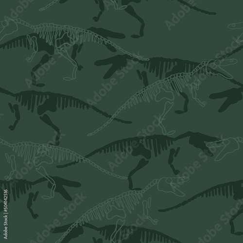 Seamless pattern with abstract baryonyx skeleton. Background with dino for textile, fabric, kids, boy, wrapping paper, Web, clothes, socks and other design.