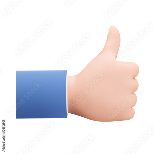 thumbs up. Isolated 3d object on a transparent background