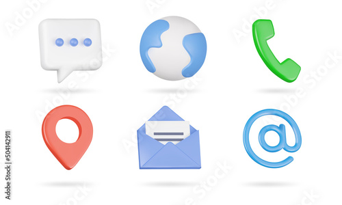 Communication 3d icons set. Isolated objects on a transparent background