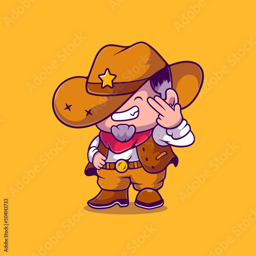 cute old man cowboy illustration suitable for mascot sticker and t-shirt design