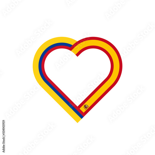 unity concept. heart ribbon icon of colombia and spain flags. vector illustration isolated on white background