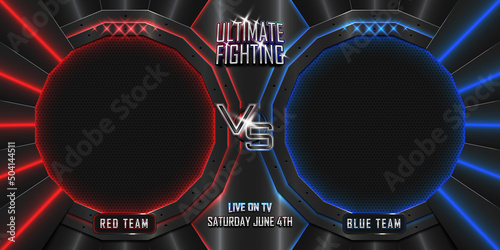 ultimate fight versus horizontal poster background with editable realistic 3d text effect