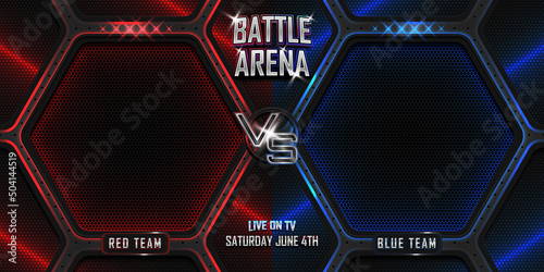 Fighting battle arena versus horizontal background with editable realistic 3d text effect