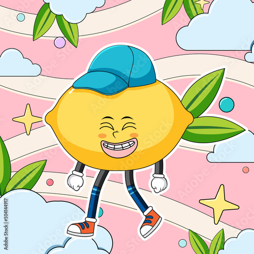 Funny lemon cartoon character