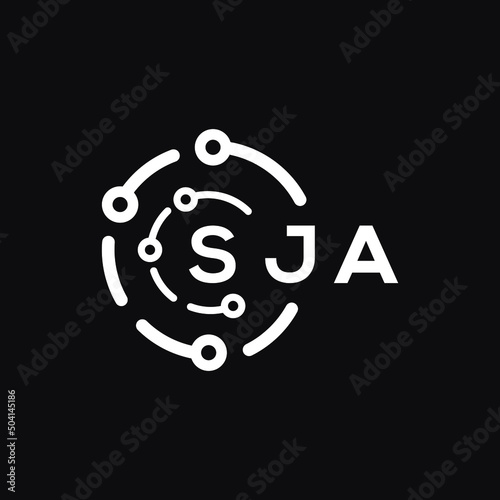 SJA technology letter logo design on black background. SJA creative initials technology letter  logo concept. SJA technology letter design. photo