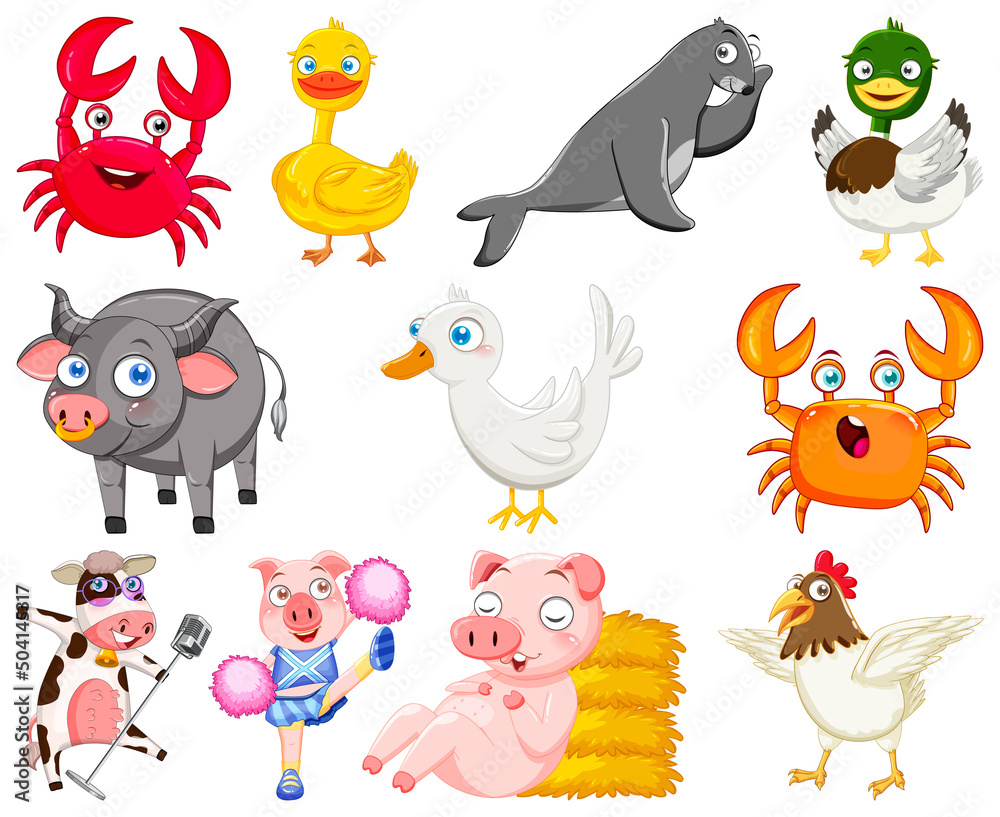 Obraz premium Cute animals with happy smile