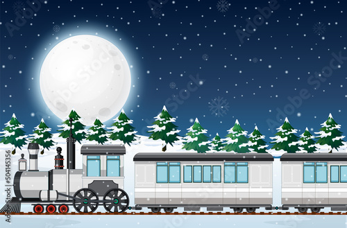 Outdoor scene with a steam locomotive train