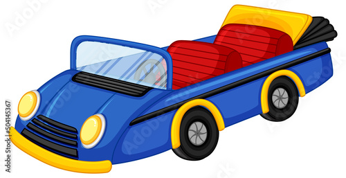 Blue vintage convertible car in cartoon style