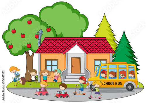 Scene with kids on the road