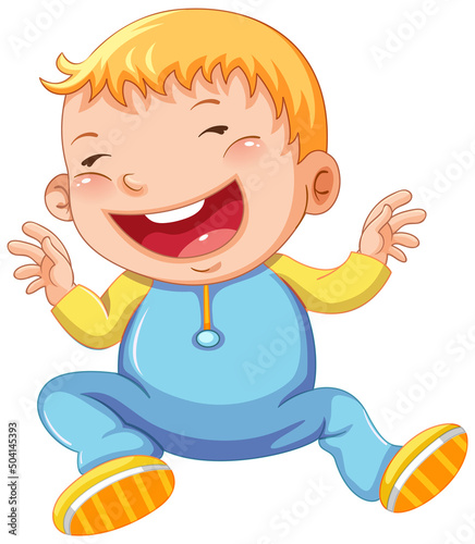 Cartoon toddler wearing blue clothes