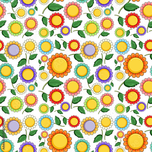 Seamless background design with colorful flowers
