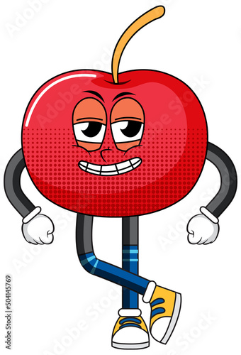 Cherry cartoon character on white background