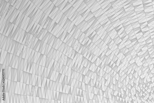 Abstract white small twisted mosaic wall background design. Clean and modern geometric 3d rendering