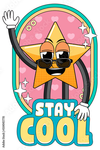 Star cartoon comic style with word expression stay cool
