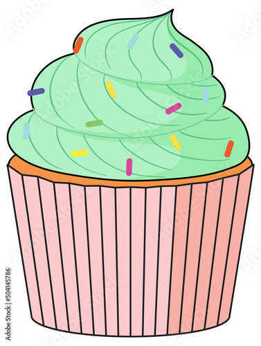 Cupcake with green cream