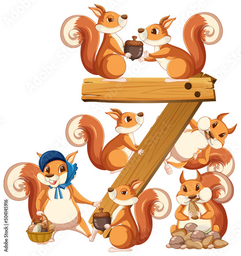 Seven squirrel attached to number seven