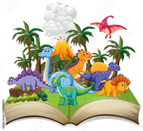 Book of dinosaur in the forest