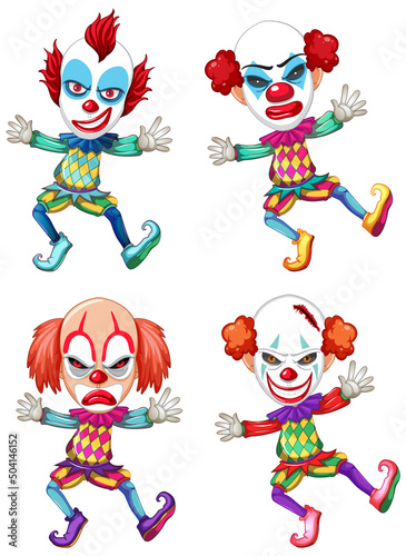 Set of clown cartoon character