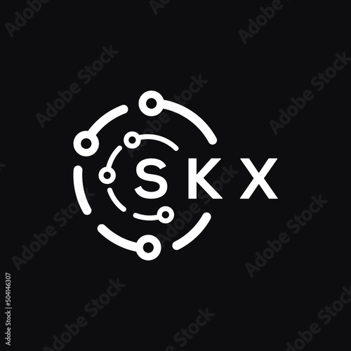 SKX technology letter logo design on black  background. SKX creative initials technology letter logo concept. SKX technology letter design. photo