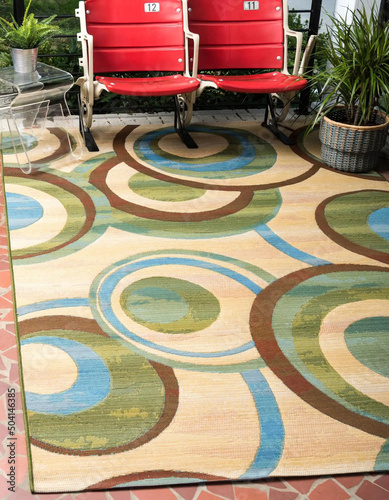 Modern geometry living area floor rug texture design. photo