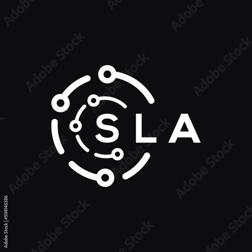 SLA technology letter logo design on black  background. SLA creative initials technology letter logo concept. SLA technology letter design.