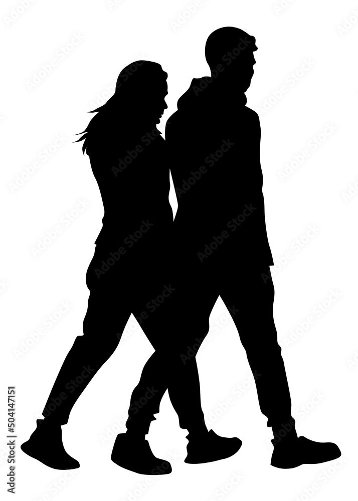 Couple of young guy and girl on white background