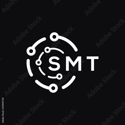 SMT technology letter logo design on black  background. SMT creative initials technology letter logo concept. SMT technology letter design. photo