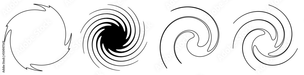 Abstract spiral, swirl, twirl design element. Helix, volute, vortex effect shape