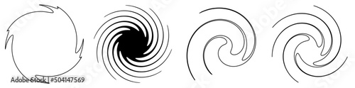 Abstract spiral, swirl, twirl design element. Helix, volute, vortex effect shape photo