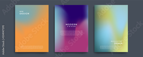 Abstract pastel gradient fluid liquid cover template. Set of modern poster with vibrant graphic color, hologram, thin line. Minimal style design for flyer, brochure, background, wallpaper, banner.