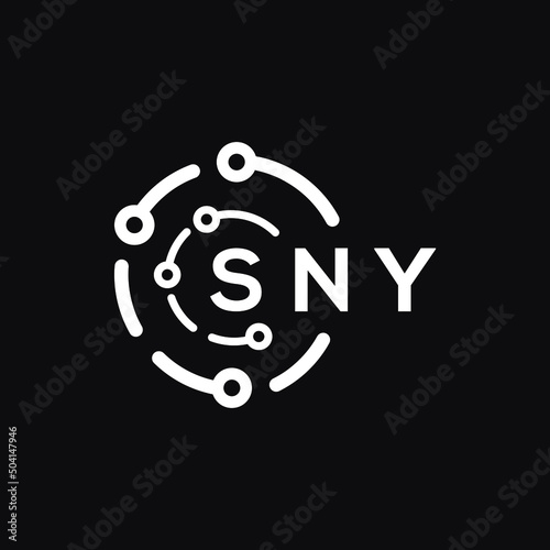 SNY technology letter logo design on black  background. SNY creative initials technology letter logo concept. SNY technology letter design.