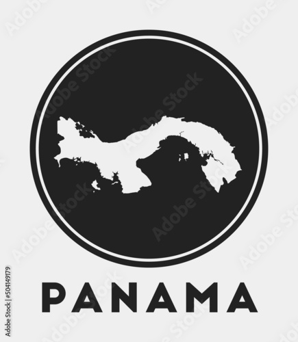 Panama icon. Round logo with country map and title. Stylish Panama badge with map. Vector illustration.