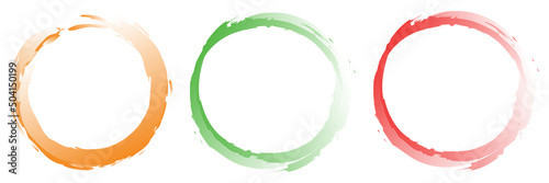 Grungy, textured circle element. Circular splatter shape