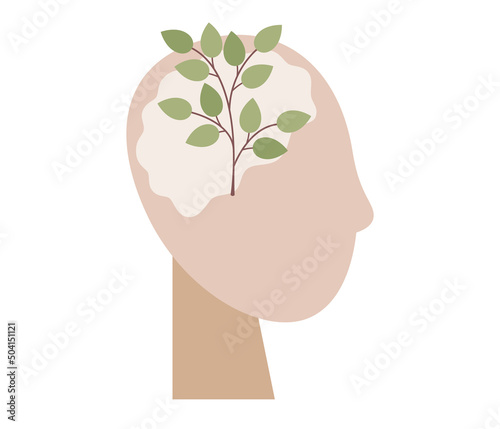 Mind growth icon. Metaphor for growth of personality as plant. Self-improvement, self-development. Vector flat illustration