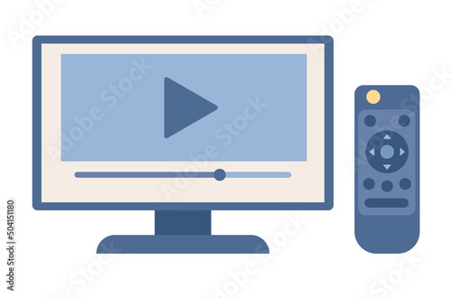 TV and remote control icon. Smart television concept. Vector flat illustration