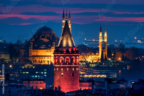 Galata Tower and Süleymaniye Mosque photo