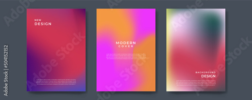Set of abstract blurry neon glow background layout, cover, poster, wallpaper design template