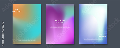 Set of abstract blurry neon glow background layout, cover, poster, wallpaper design template