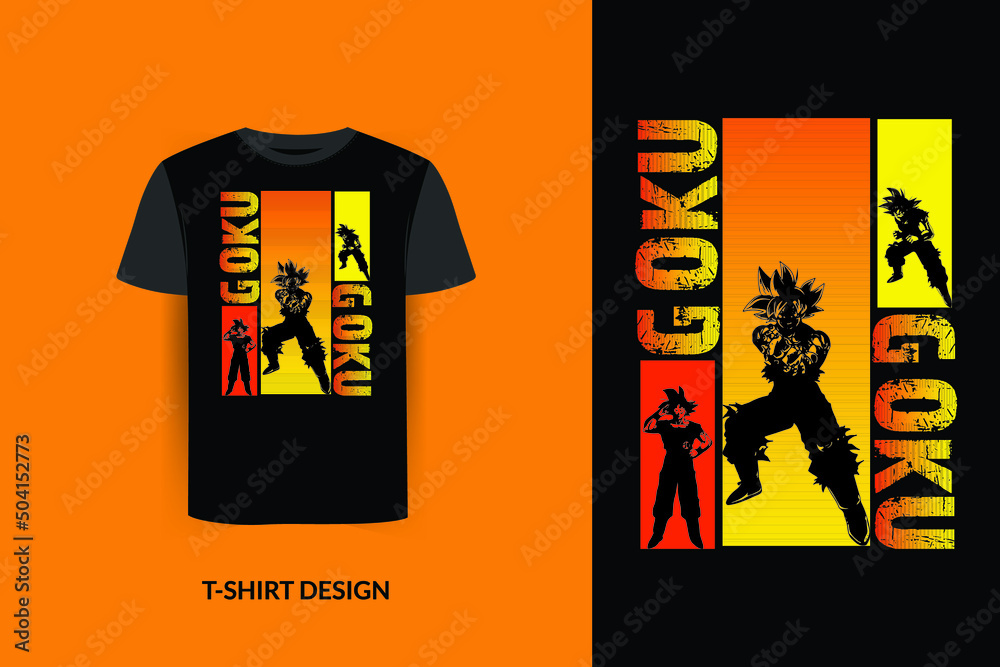 Cartoon anime t-shirt design, Tee design, Goku t-shirt design, t-shirt  design, vector design Stock Vector | Adobe Stock