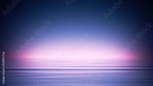 abstract 3d rendering  modern minimalist seascape wallpaper. Simple background with bright glow and calm water