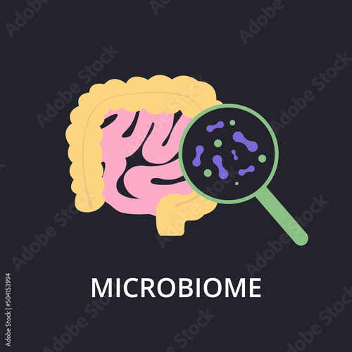 Human gut and microbiome. For topics like digestive system, probiotics, imminity. Microbiota concept