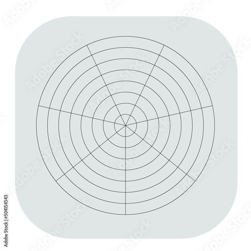 Polar, circular grid, mesh. Pie chart, graph element